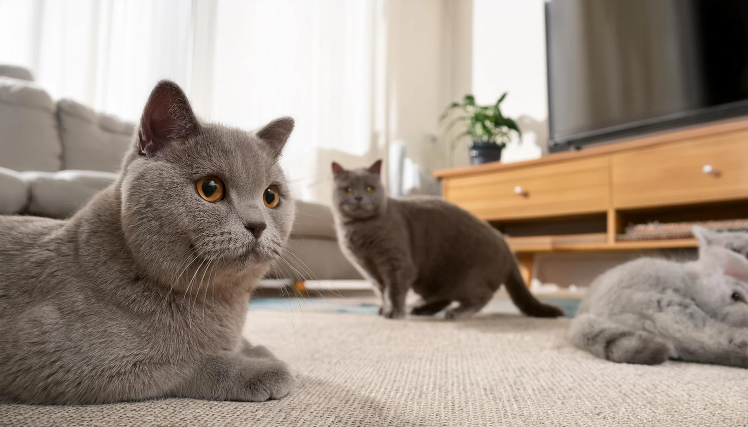 Gato socializando en un entorno familiar