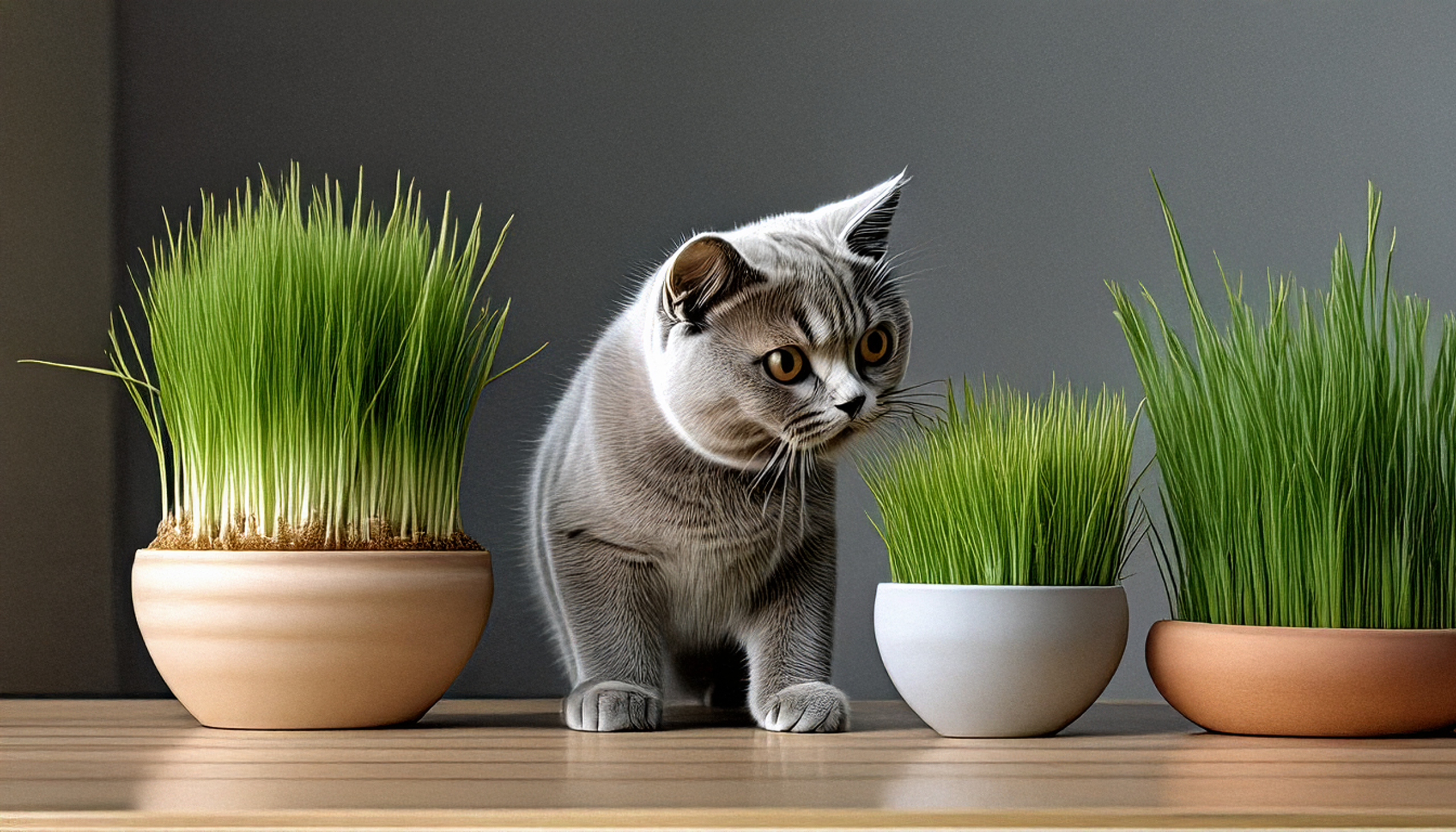 Diferentes tipos de hierba para gatos plantadas en macetas